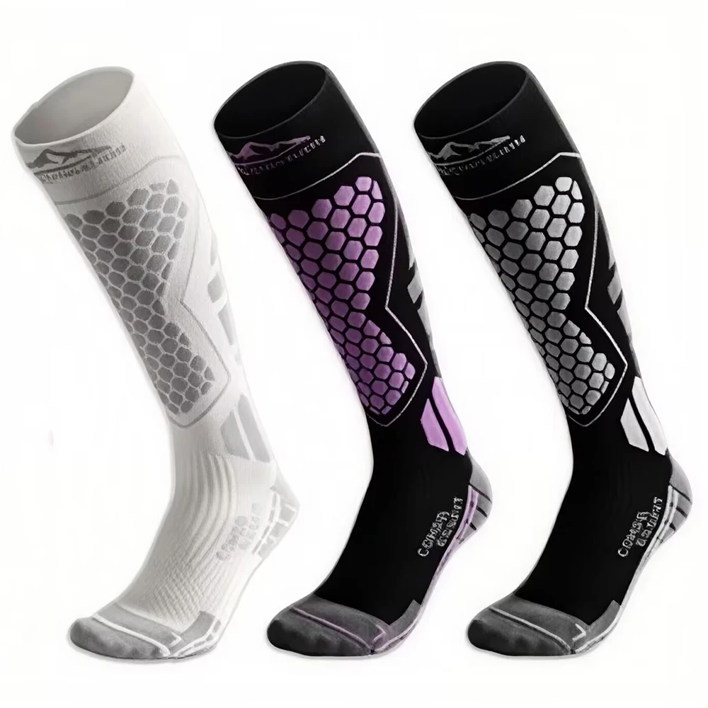 3 paires de chaussettes de Ski antidérapantes, épaisses et chaudes, professionnelles, longues, à Compression en laine, pour cyclisme, randonnée, course à pied, activités de plein air, hiver