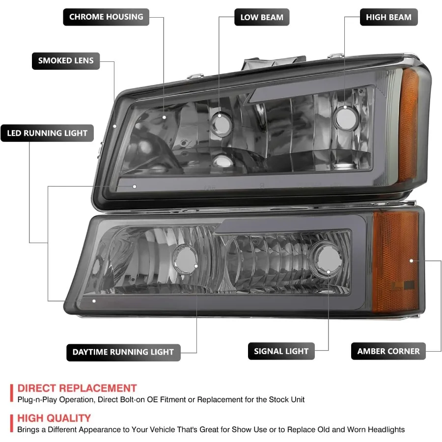 ثلاثية الأبعاد LED DRL العلوي الوفير مجموعة مصابيح ل 0306 سيلفرادو 15003500 1500HD 2500HD و Avalanche 1500 2500 كروم المدخن العنبر فيني #2