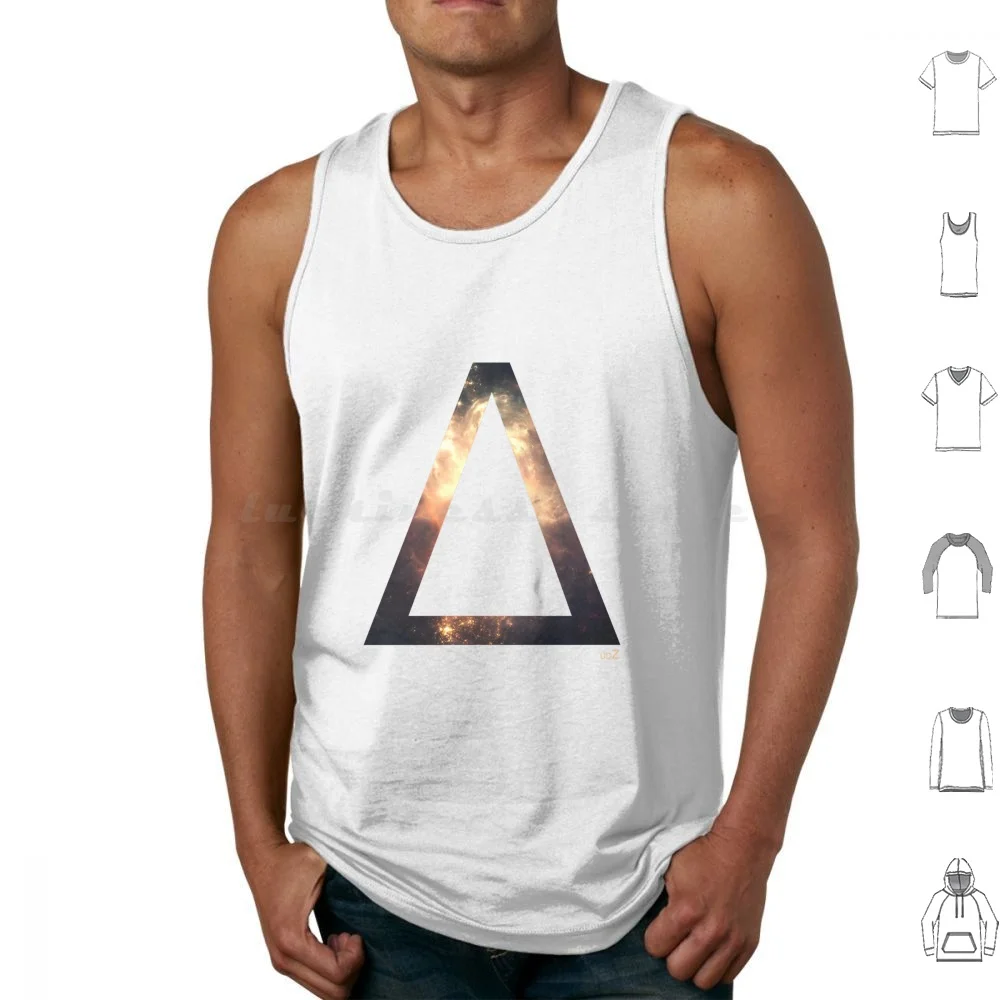 Delta Letter Space Concept Camisetas sin mangas Estampado Algodón Concepto abstracto Alpha Design Space Stars Galaxy Star Galaxies Universe