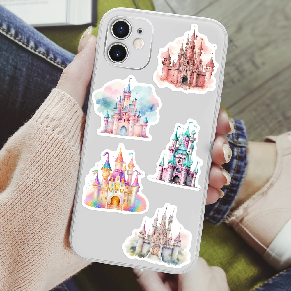 Picture 4: Watercolour Cartoon Castle Stickers DIY House Decal for Laptop Phone Scrapbook Luggage Decorative Bottles Graffiti Waterproof