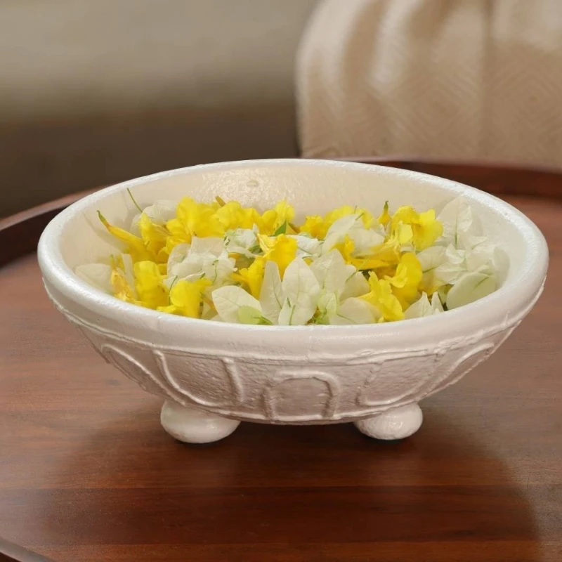 

Clay Bowl & Candle Holder 2-in-1 Handmade Ceramic Decor with Organic Patterns Multifunctional Home Ornament for Tabletop Display