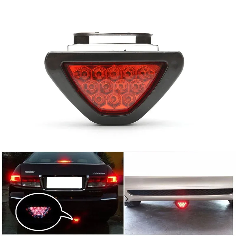 

Universal DRL Red 12 LED Rear Tail Stop Fog Triangular Brake Light Stop Safety Lamp Car Motor Free Ship LED Rear Tail Ligth