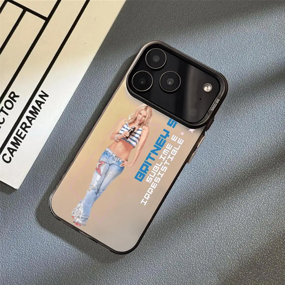 B-Britney S-Spears شعار جراب هاتف آيفون 17 16 15 14 13 12 11 برو ماكس الهواء ماتي ليزر أورورا للصدمات فوندا