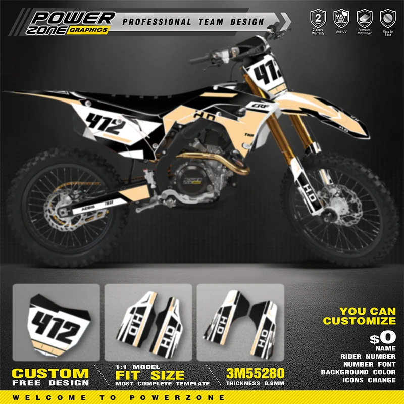 

PowerZone Custom Team Graphics Backgrounds Decals Stickers Kit For HONDA 2018 2019-2021 CRF250R 2017 2018 2018 2020 CRF450R 025