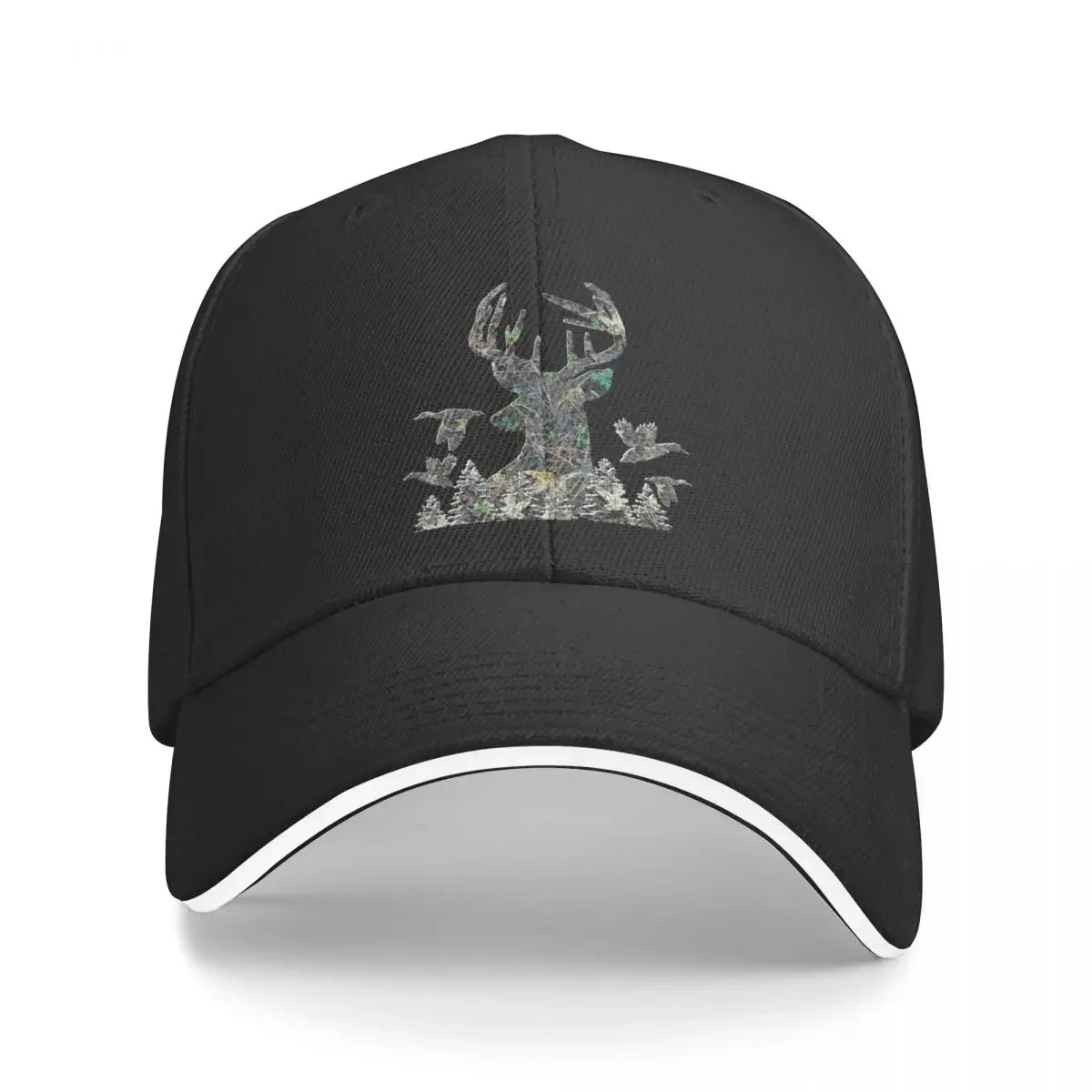 

Camouflage Whitetail Buck Deer, Camo Flying Ducks, Deer Hunting Camo Design Baseball Cap dad hat For Man Women's