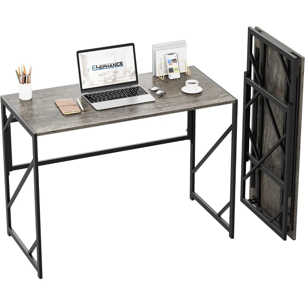 Folding Desk Writing Computer Desk for Home Office, No-Assembly Study Office Desk Foldable Table for Small Spaces