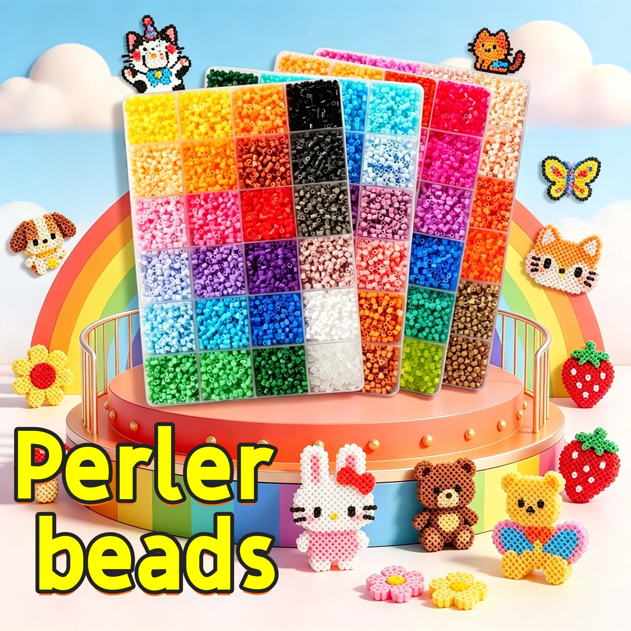 24-168 Colors Melting Fuse Hama Perler Beads DIY Pixel Handmade Ornament Craft Toy Gifts With Tweezers Ironing Paper Baseplate