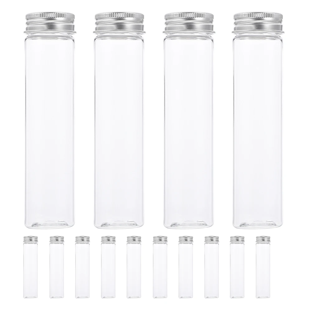 

20 Pcs Flat Bottom Test Tube Plastic Vial Scientific Science Tubes Container Small Storage with Caps Mini Clear
