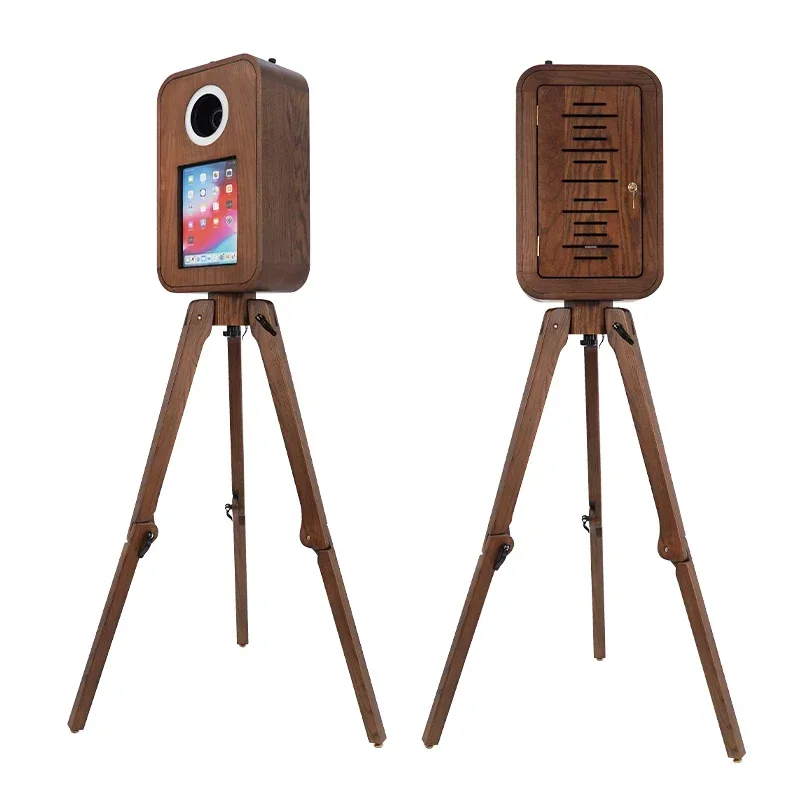 Vintage Red Oak IPad Photobooth Machine Retro Wooden Photo Booth For Weddings And Events