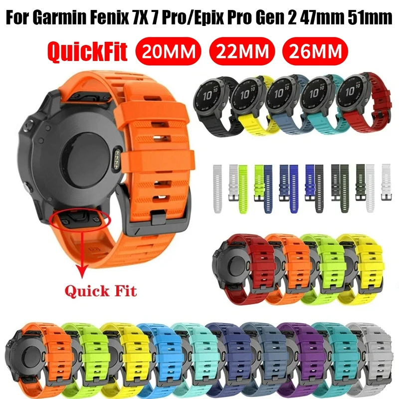 Bracelet de montre en silicone pour Garmin Fenix 7X 6X 5X plus, bracelet Easyfit, dégagement rapide,