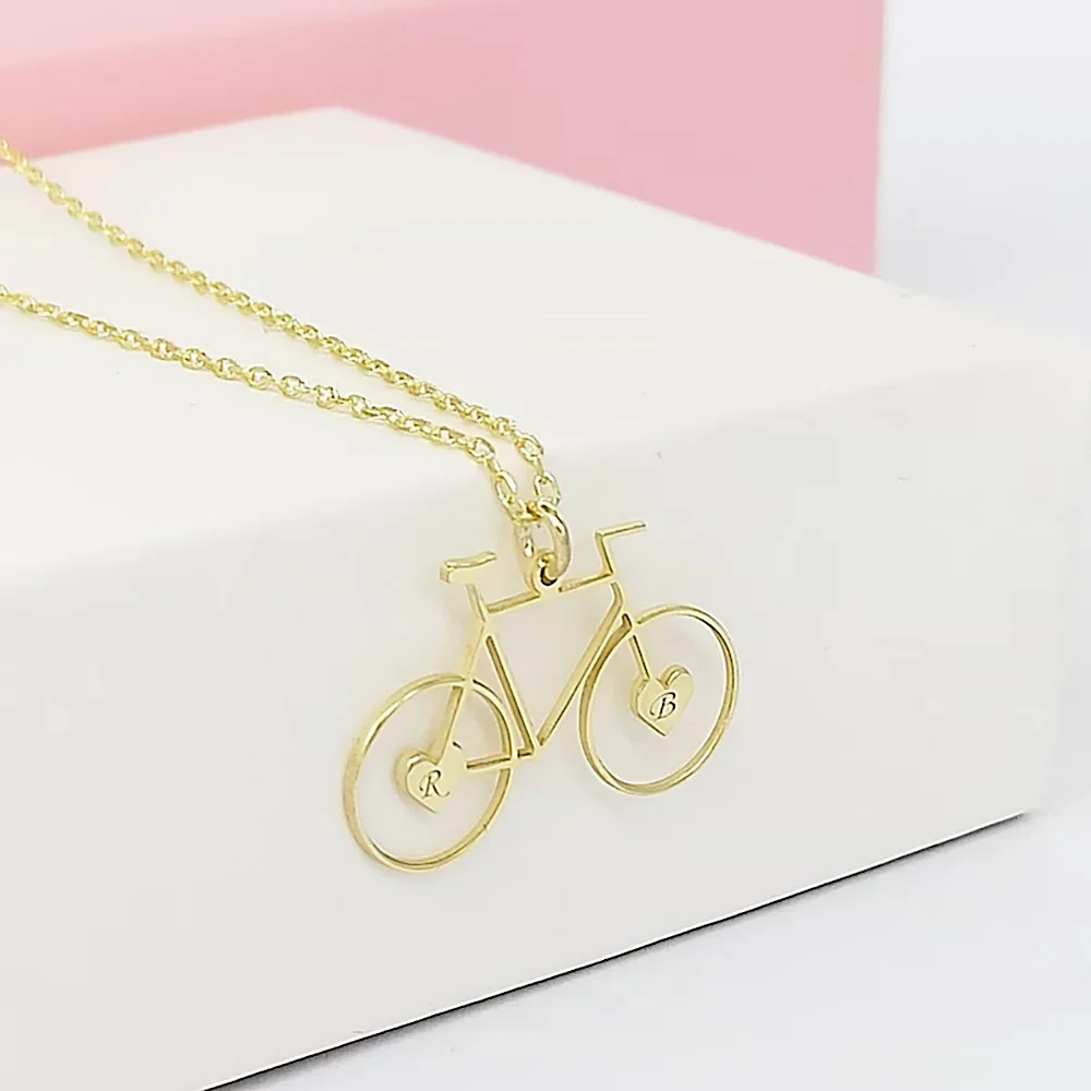 Customized Necklaces for Women Personalized Letter Bicycle Shape Pendant Choker Fashion Neck Accessories Jewelry Christmas Gifts