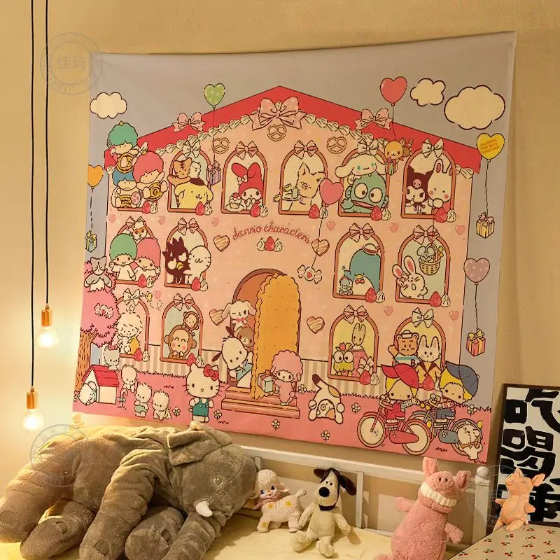 Sanrio Hallo Kitty Anime Kawaii Ins Wandbehang Stoff niedlichen Cartoon Hintergrund Schlafzimmer Wand dekoration Geschenke