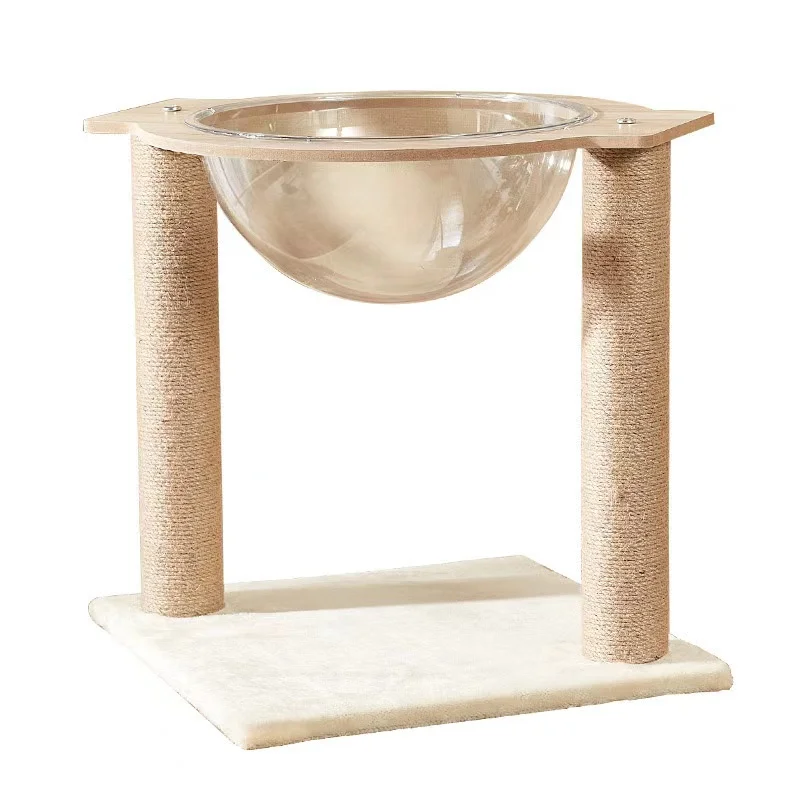 

Small Sustainable Cat Nest With Space Capsule Design Wooden Cat Climbing Frame Claw Post Tree Acrylic Board Cage