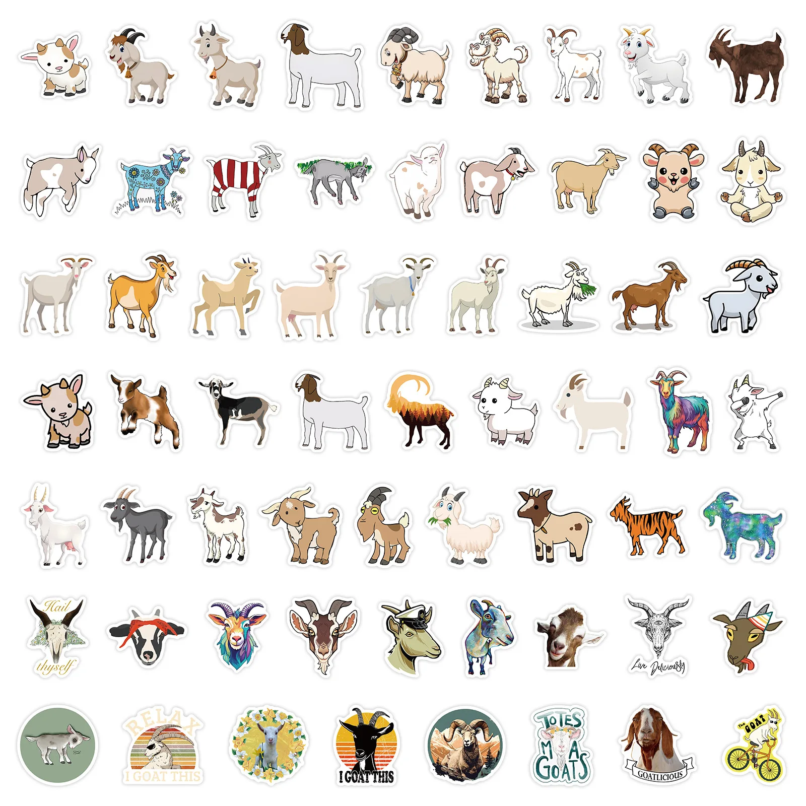 60Pcs Goat Critters Stickers For Suitcase Skateboard Laptop Luggage Phone Car Styling DIY Decal Pegatinas