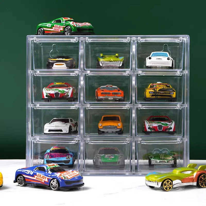 1:64 Scale Car Model Storage Box Clear Display Shelf Toy Car Dustproof Storage Container Cabinet Rack For Toys Collection