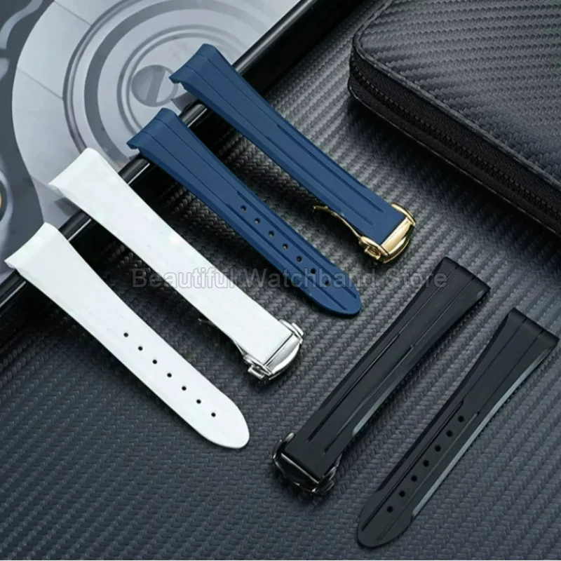 Streamlined Sport Watchband Curved Dedicated Interface for OMEGA Speedmaster Moonwatch Fluororubber Watch Accessories 20 21mm