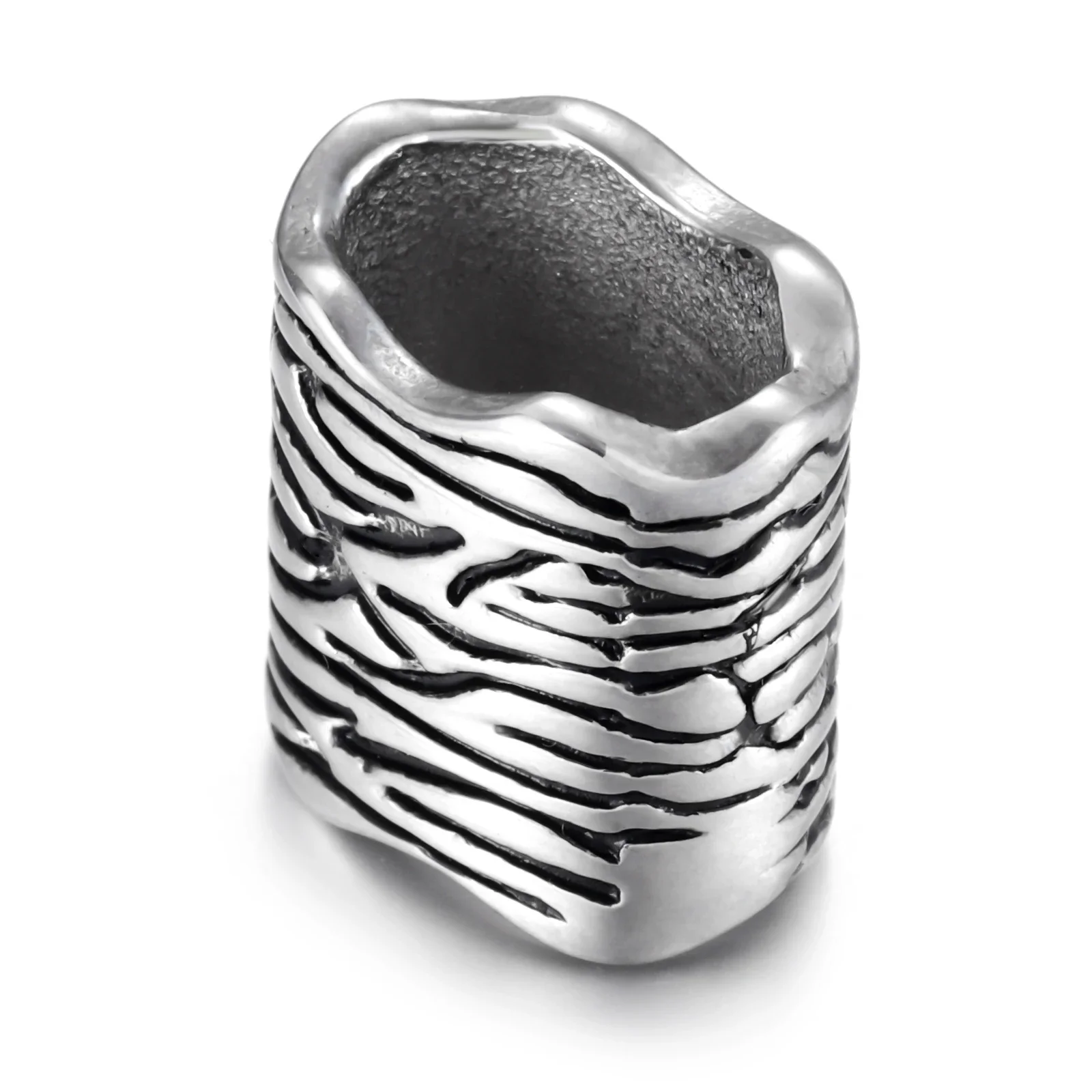 Stainless Steel Vintage Slide Charms Zebra Stripe Hole 11x7mm for Charm Bracelet Making Leather Jewelry DIY Slider Bead Findings