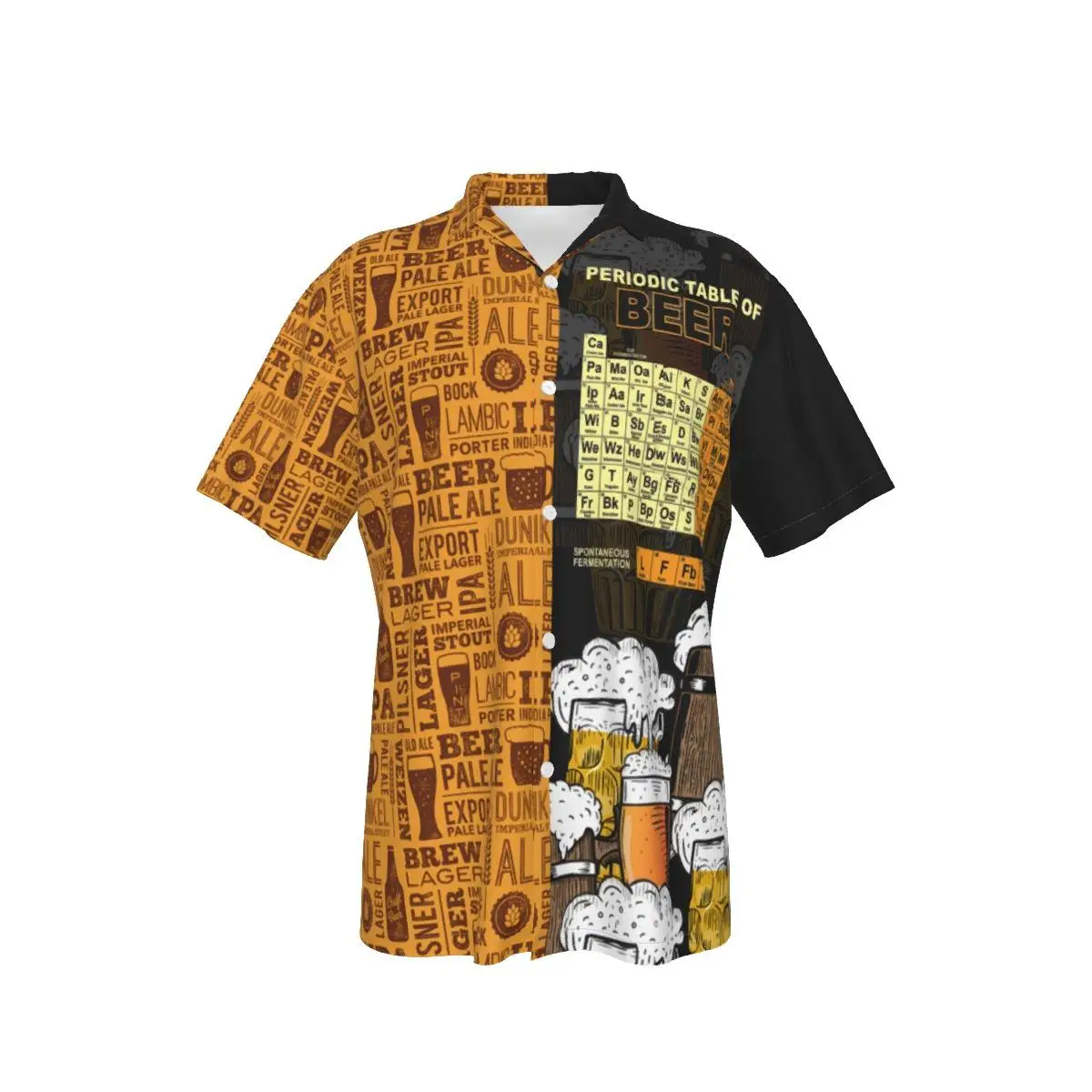 

New Men Hawaii Shirts Patchwork Beer Print Club Halloween Summer Beach Casual Short Sleeve Shirts