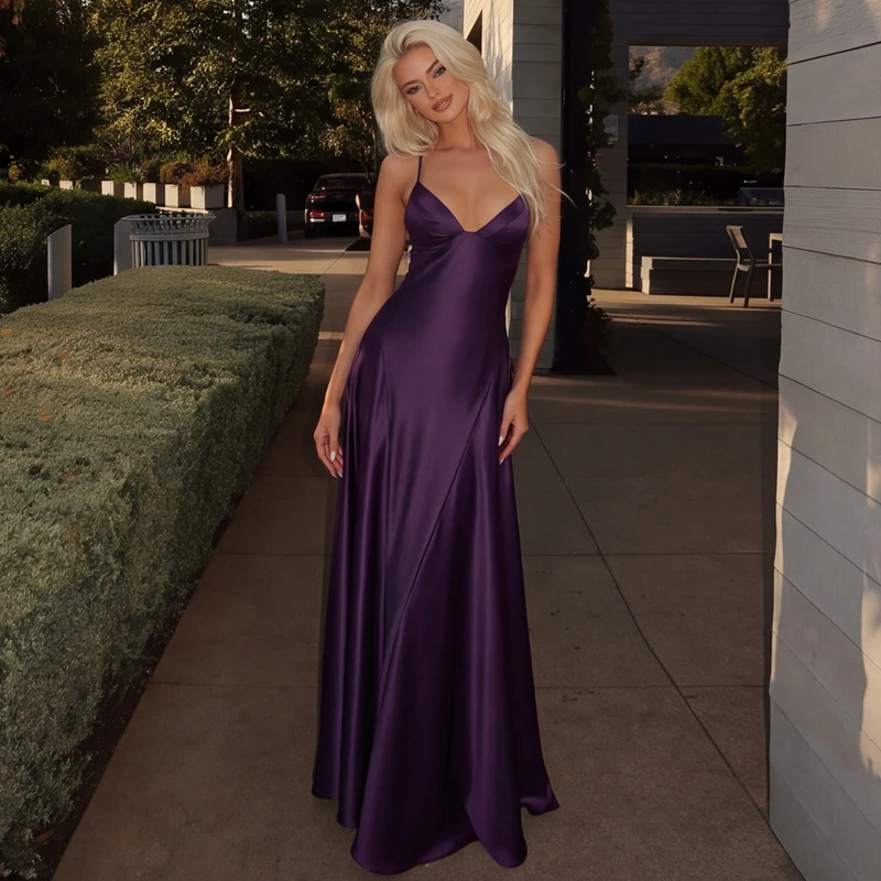 Hugcitar Damen Elegantes Einfarbiges V-Ausschnitt-Unterkleid Sexy Bodycon Reißverschluss-Maxikleid Modisches Damen-Outfit Abendparty Geburtstag Sommerkleid – Detail 20