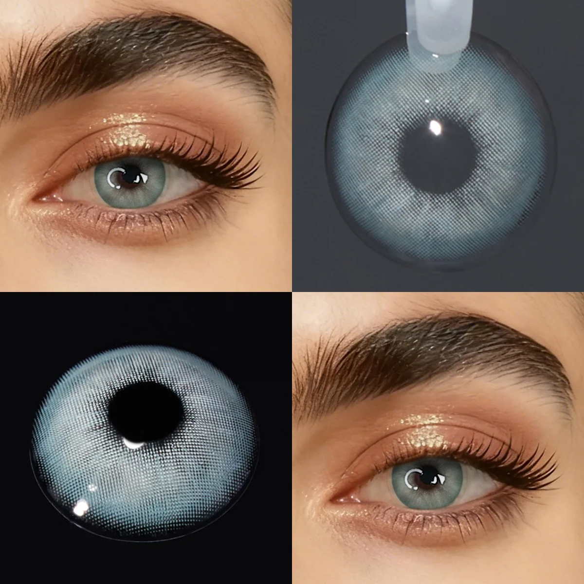 Visuashow 2 Stück Blaue Farblinsen für Myopie mit Stärke, Jährlich Tragbar, Rezeptpflichtig, Kleine Pupille. Weiche Kosmetiklinsen, angenehm zu tragen, für natürlichen und schönen Blick – Detail 4