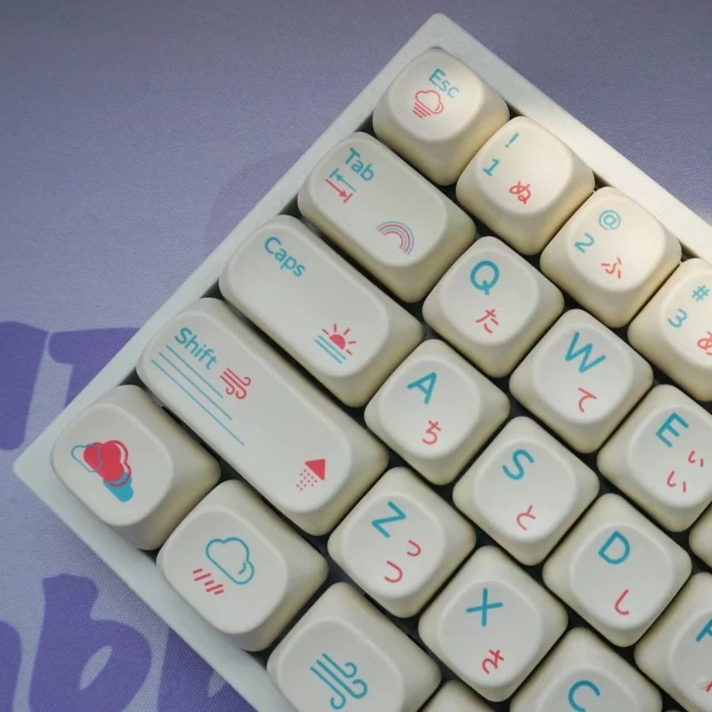 Weather pbt hot sublimation mechanical keyboard class moa cute pink Japanese root keycaps small full set boxed