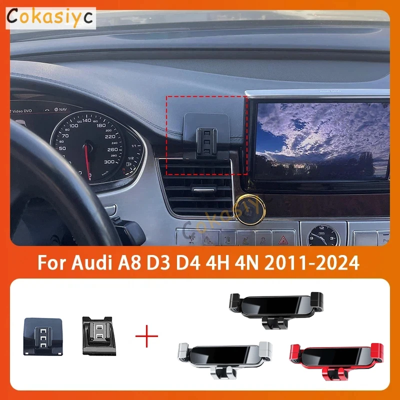 Car Phone Holder Mobile Air Vent Mounts GPS Special Navigation Support Bracket For Audi A8 D3 D4 4H 4N 2011-2024 Accessories