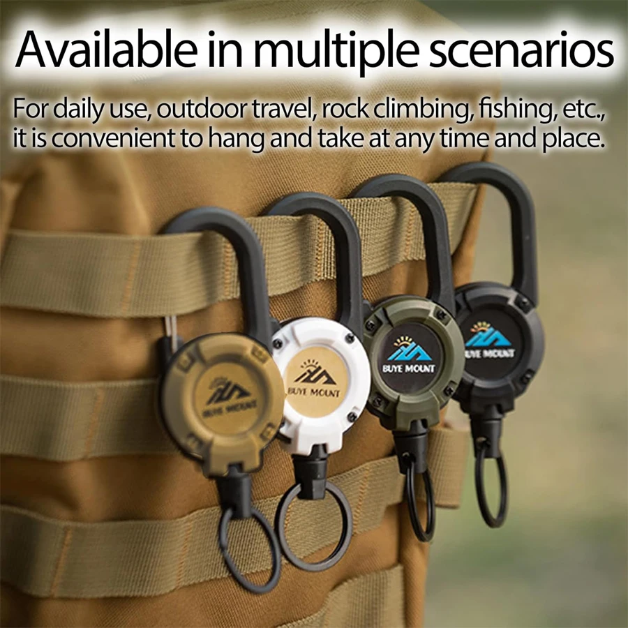 

Retractable Keychain, Heavy Duty Carabiner Badge Holder,Retractable Badge Holder Tactical ID Badge Reel Key Ring Outdoor