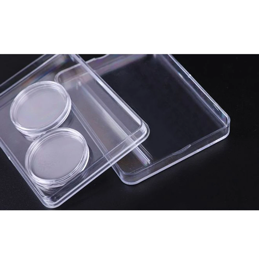 Transparent Round Coin Box Capsules Storage Coin Collection Holder Containers Home Supplies Organizer Collection Protector 2Grid