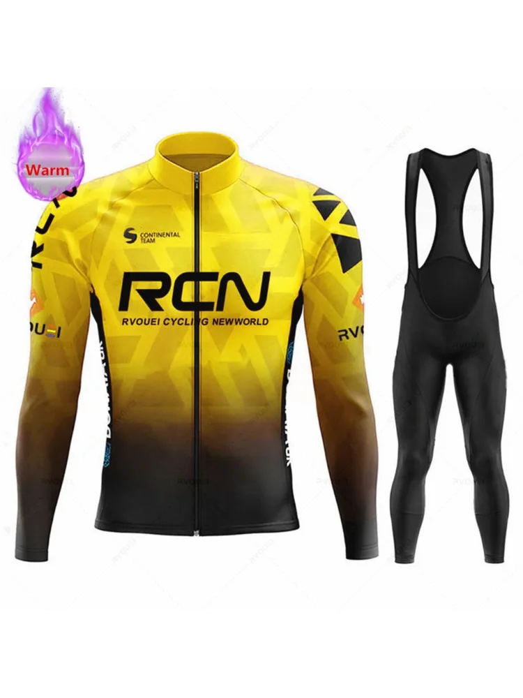 AliExpress RCN RVOUEI 2026 Rvouei Team Winter Thermal Fleece Cycling Clothing Men's Jersey Suit Warm Bicycle Bike Clothes MTB Maílllot Ciclismo Hombre