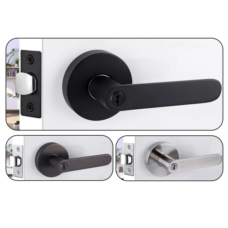 

Zinc Alloy Bathroom Door Locks Double-sided Handle Single-tongue Lock Silent Bedroom Lock Interior Door Hardware Accessories
