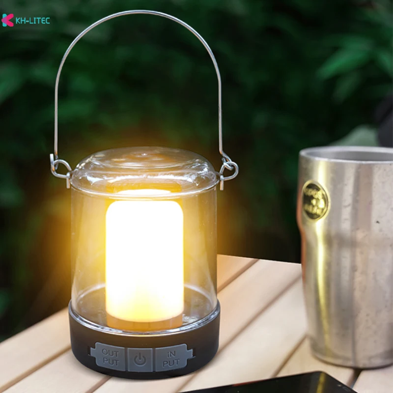 Mini simple TYPE-C Hanging Lanterns 2400mAh Battery Warm/White Light Led Camp Lantern Rechargeable Tent Light For Outdoor