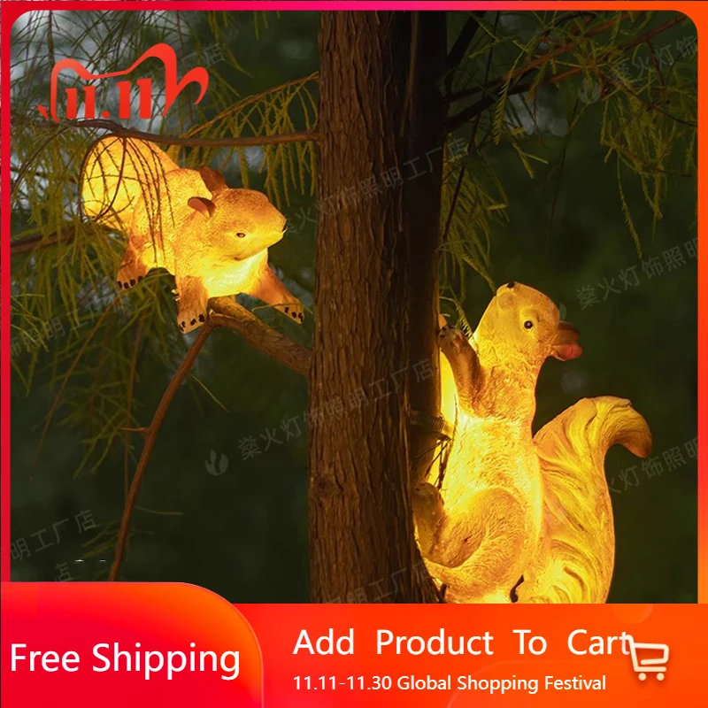 

Squirrel Animals Outdoor Light Landscaping Trendy Yard Waterproof Creative Lighting Display Luce Giardino Garden Decorations