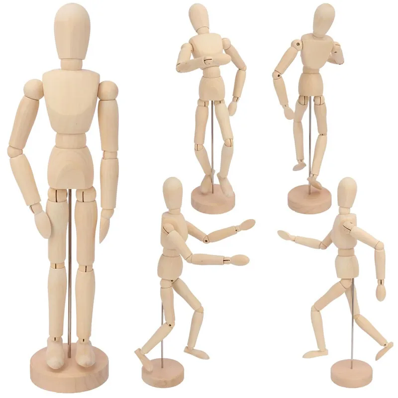 New 8 Inch Artists Wooden Manikin Jointed Mannequin Sketching Painting Drawing Human Figure Models Home Office Desk Decoration