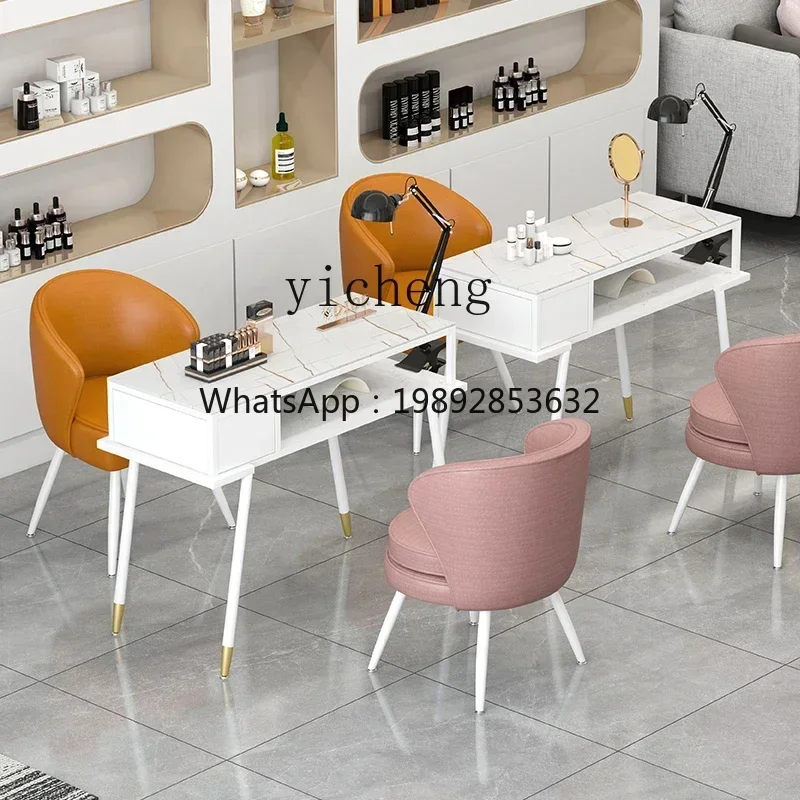 U8 H manicure table embedded vacuum cleaner manicure table and chair cover light luxury simple rock slab special table