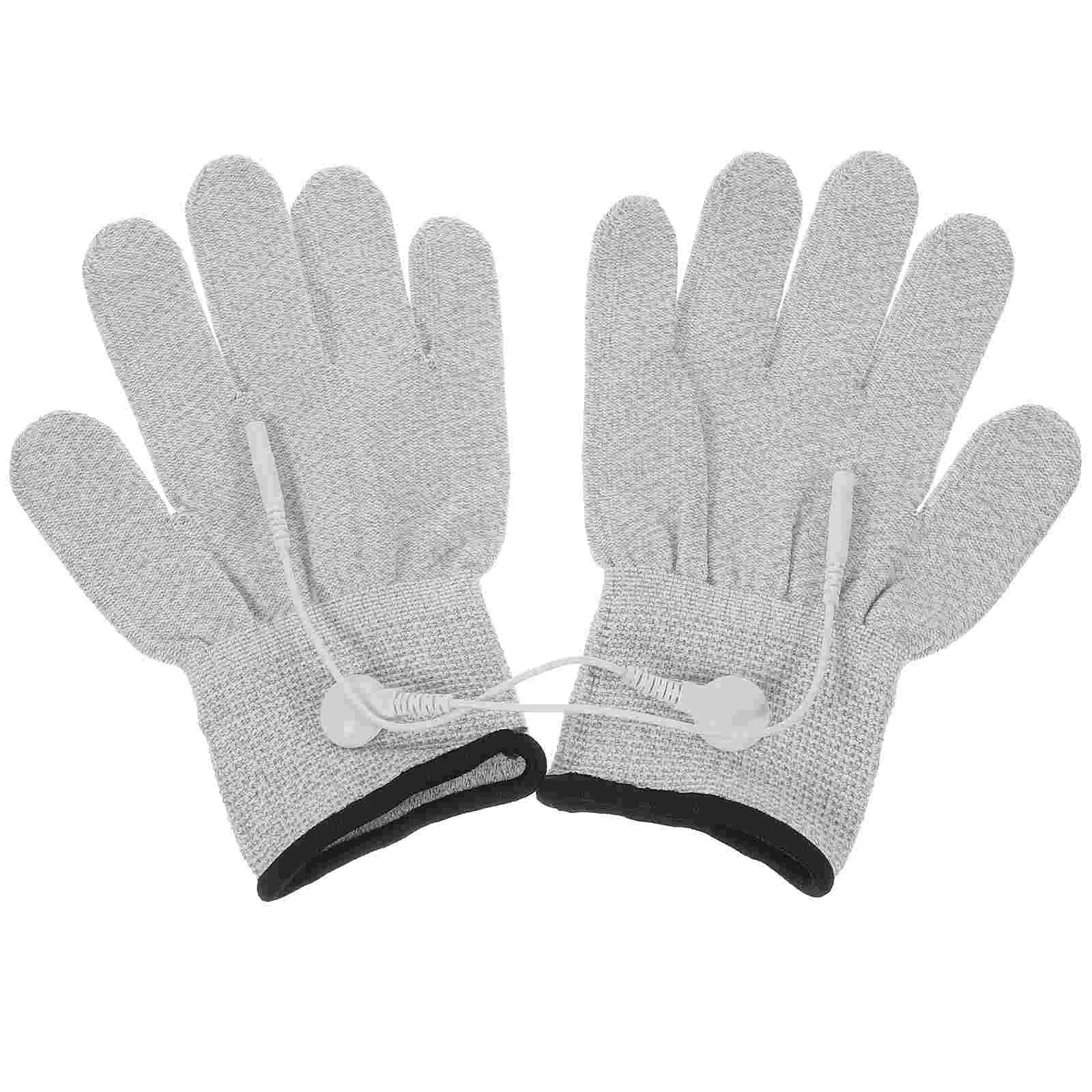 

1 Pair White Silver Fiber Electric Therapy Gloves Electric Massage Therapy Accessory- Universal Cotton Massage Gloves With 2pcs