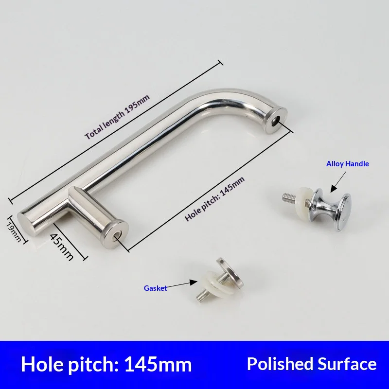 Shower room handle glass door handle stainless steel bathroom sliding door handle sliding door handle hole distance 145MM F type