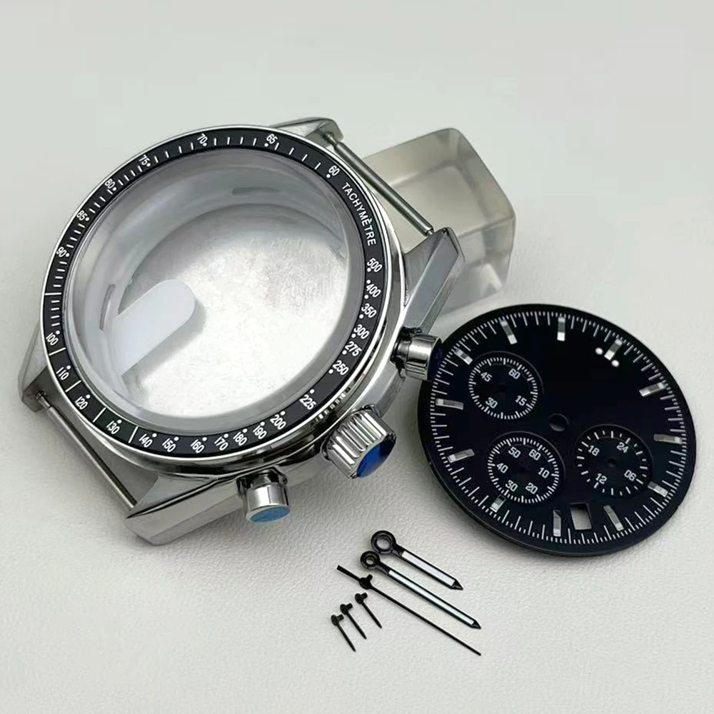 39.7mm water-resistant case with VK63 movement, multi-color bezel with luminous dial and hands, wristwatch accessories