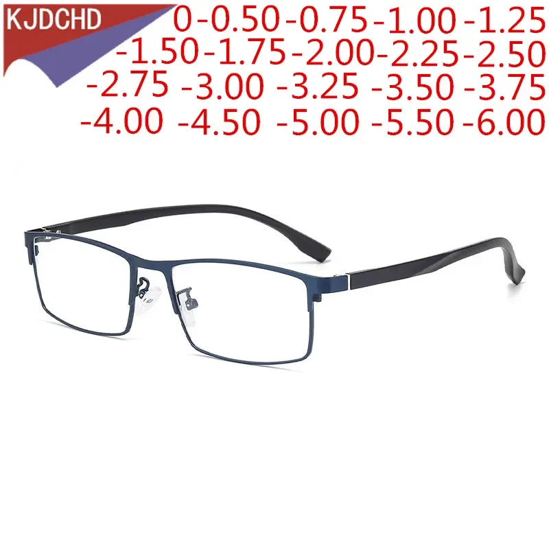2024 남성용 메탈 풀 프레임 비즈니스 안경, 클래식 광학 처방, 블루라이트 방지 근시 안경-0.5 -0.75-6.0, 신제품