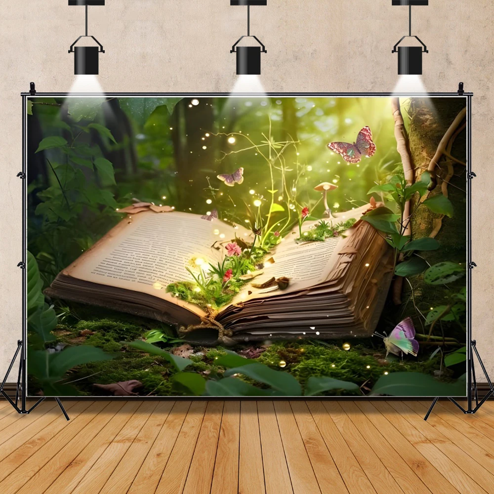 Fairy Tale Book Enchanted Forest Backdrop Fantasy Nature Jungle Fairy Princess Birthday Photography Background Photo Studio Prop