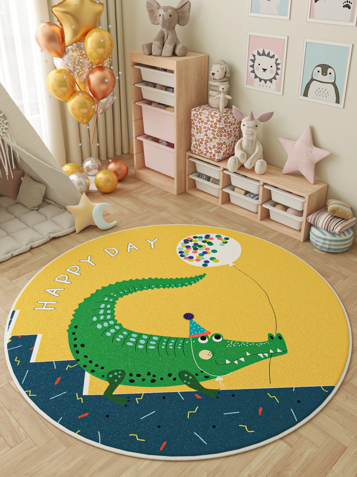 Runder Teppich mit Cartoon-Tiermuster, Wohnzimmer-Dekorationsteppich im Cartoon-Stil, farbige runde Teppiche für das Schlafzimmer