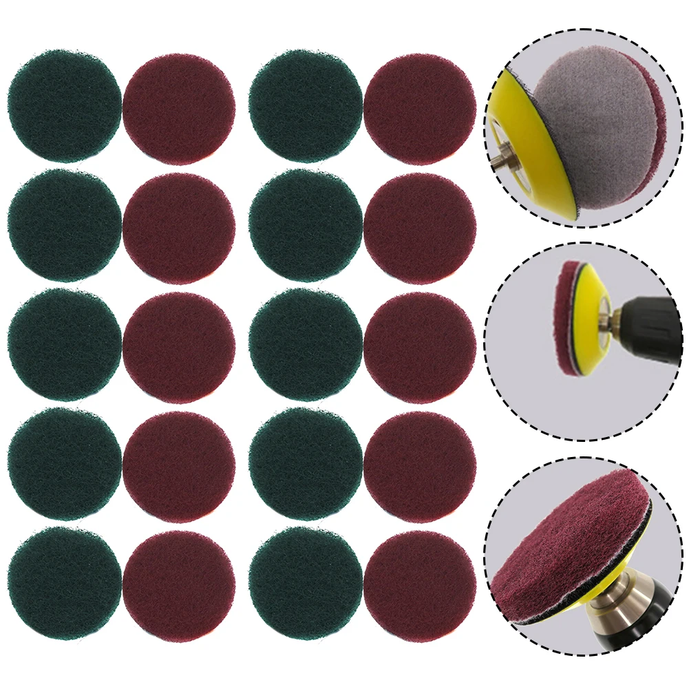 

20pcs/Kit 3in 240-400 Grit Round Heavy Duty Hook And Loop Scouring Pads Cleaning Pad Replace Car Accessories