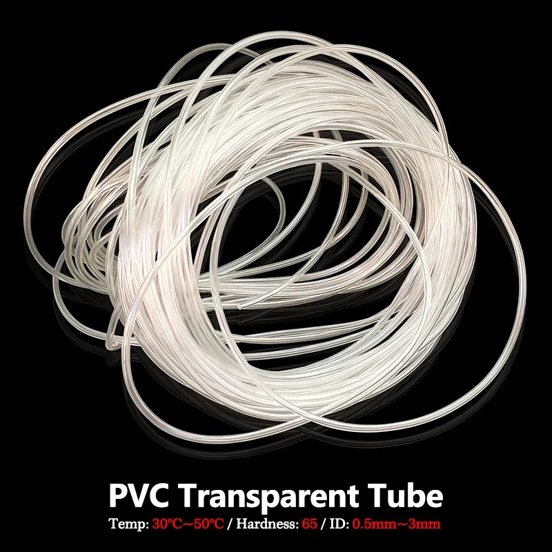 Tuyau capillaire en PVC résistant aux déchirures, flexible et anti-pliage, diamètre intérieur 0,5 mm~3,5 mm, 5/10/15/20 m, tube de transfert de liquide pour instruments mécaniques