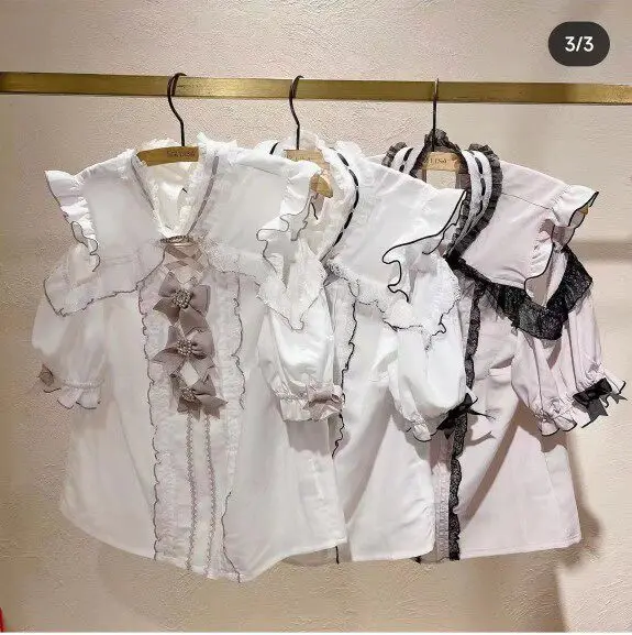 

Liz Shirts Japanese-style Mass-produced Sweet Long/short Sleeve Shirt for Women Cute Lace Off-shoulder Top Girls Lolita Blouse