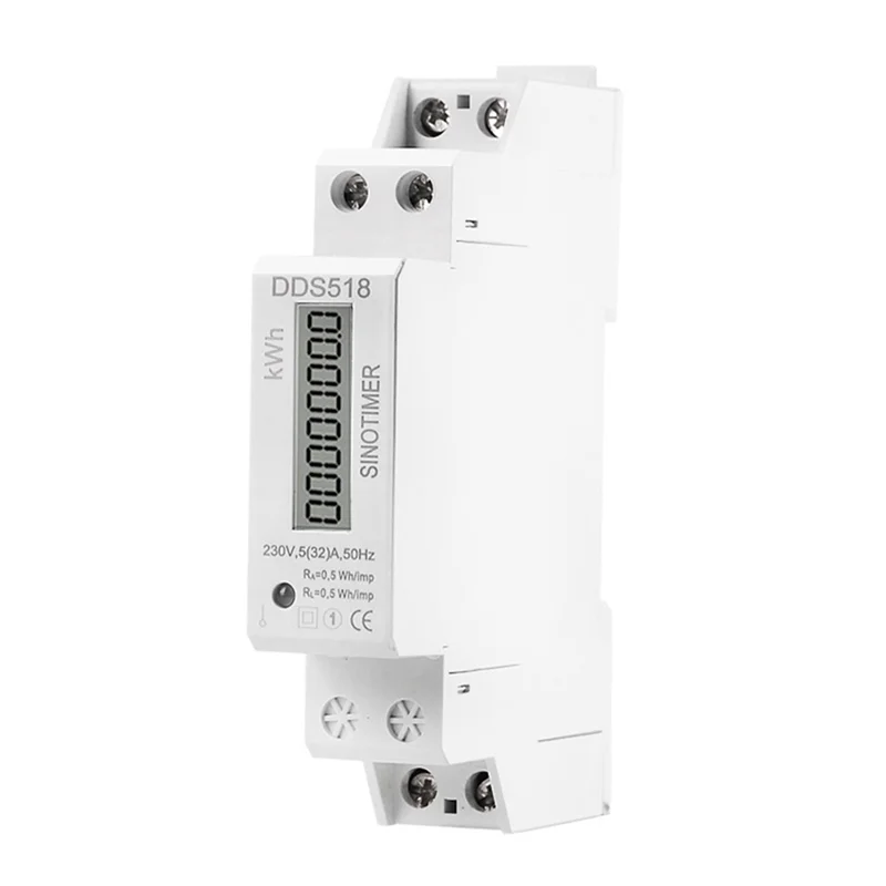 Medidor de vatios de energía monofásico con carril Din, pantalla Digital LCD, consumo de energía eléctrica, vatímetro Kwh 5-32A, 1 unidad
