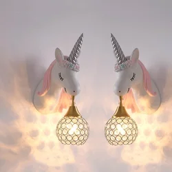 Nordic Modern Unicorn Wall Lamps Simple Individual Lovely Kids Room Wall Lights Bedroom Lamp Cartoon Sconce Wall Light Fixtures