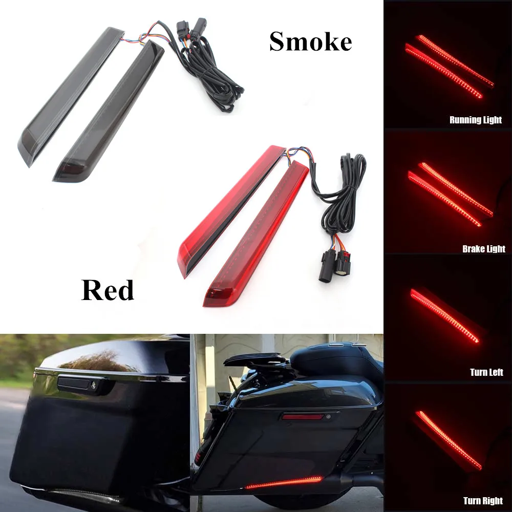 

Motorcycle LED Brake Turn Signal Saddlebag Flowing Light Extended Bag Lamp For Harley Touring Road King Electra Glide 2014-2024