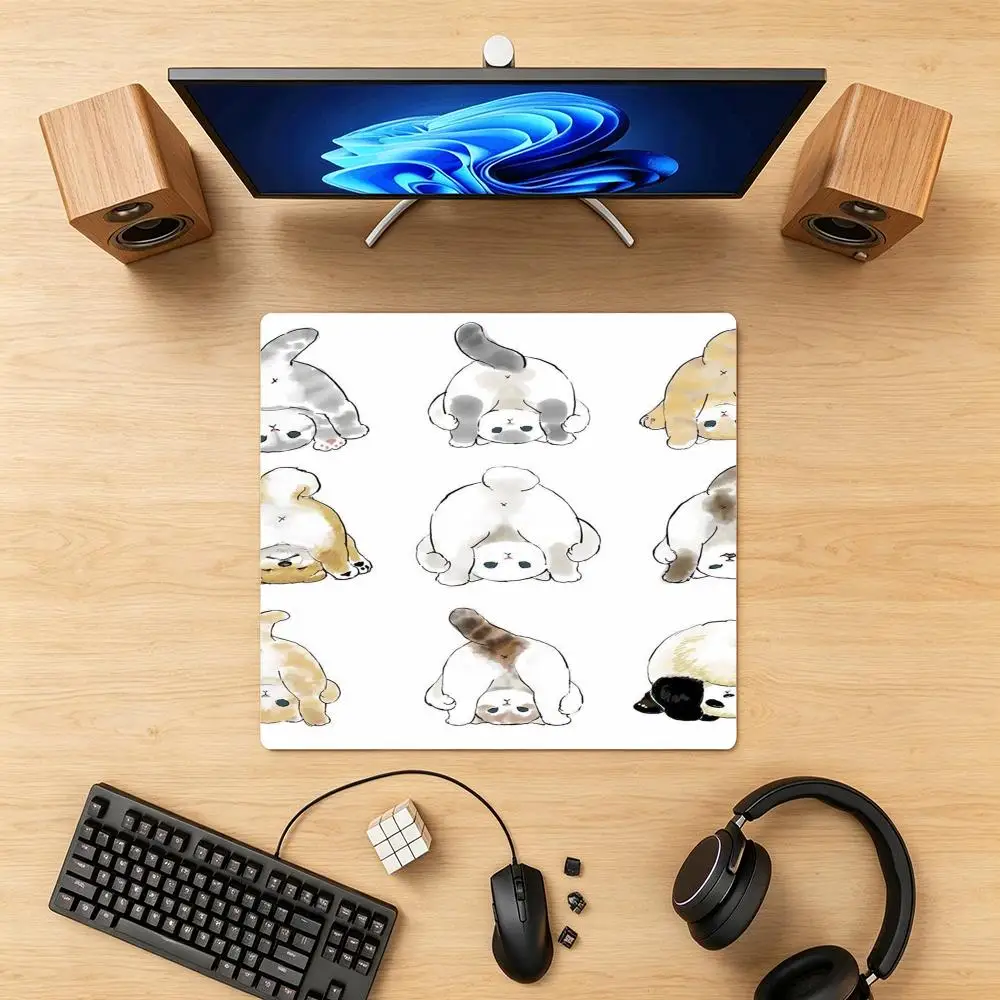 Silly  Cat Desk Mat, Premium Bound Edge NonSlip Mouse Pad