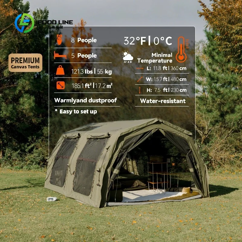 Customized Air Tent-Army Green Air Tent Quick Open Large Space Camping Outdoor Cotton Inflatable Tent