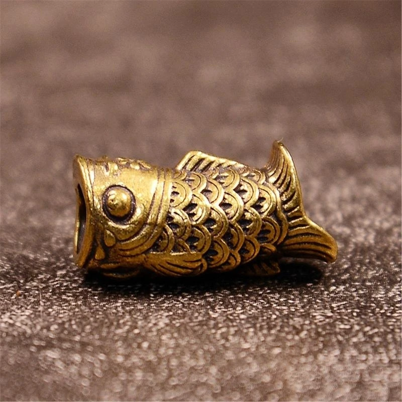 39BD Brass Elaborate Fish Beads for Creative DIY and Crafting Lanyard Activity