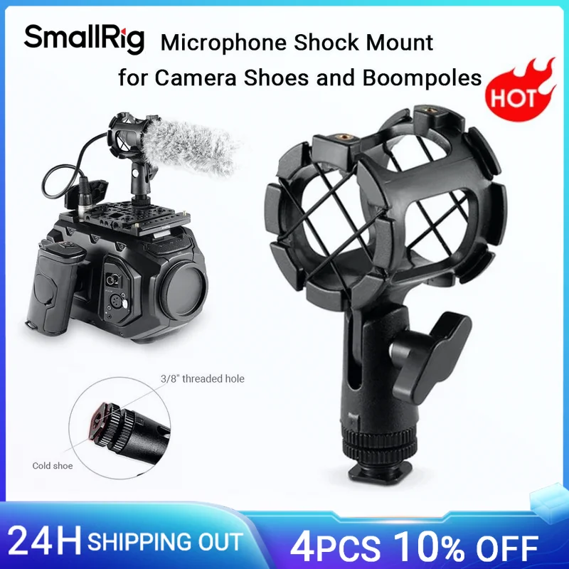 SmallRig Universal Microhone Shock Mount Adapter With Cold Shoe Microphones Support Mount for Camera Shoes and Boompoles -1859